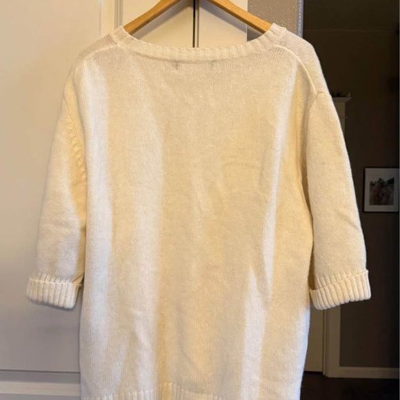 Women’s Ivory Woolovers Short Sleeve Crew Neck 100% Wool Sweater-Size XL - Picture 4 of 10